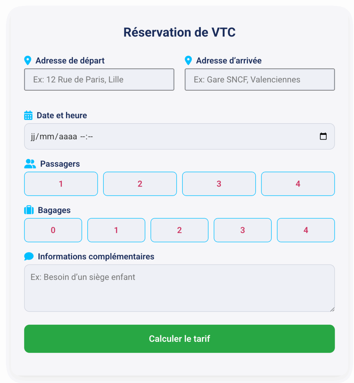 formulaire réservation plugin vtc pas cher wordpress