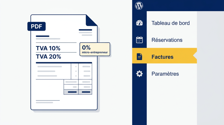 VTC Booking 4.4.7 : factures PDF, TVA (10 % / 20 %) et menu Factures